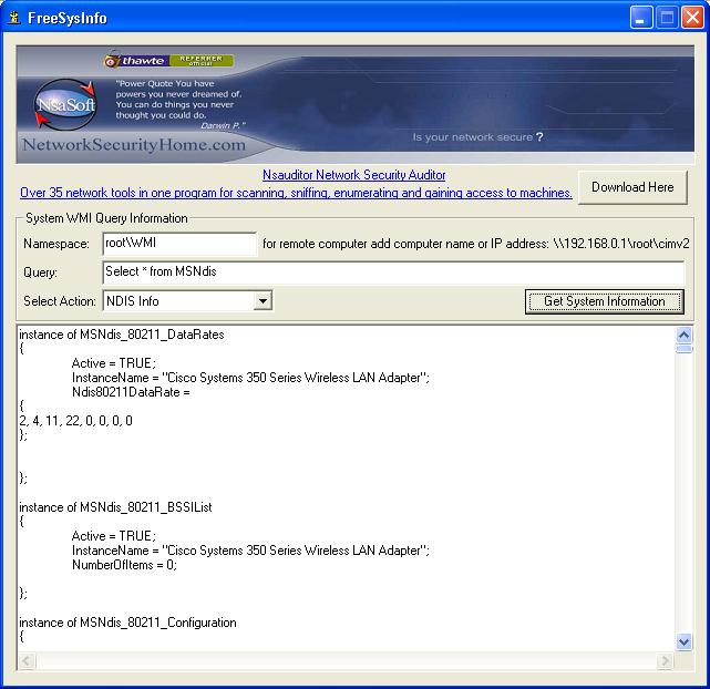 FreeSysInfo 1.5 software screenshot