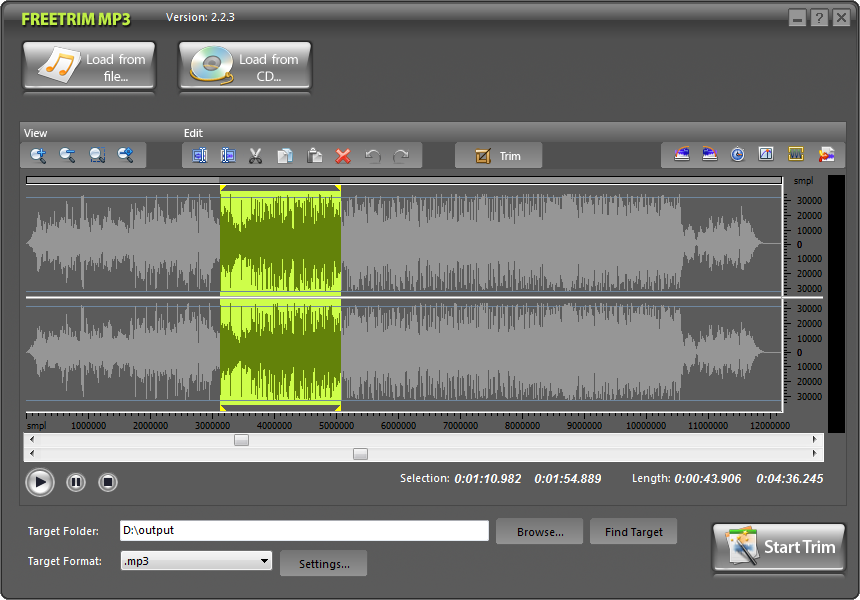 FreeTrim MP3 4.6.3 software screenshot