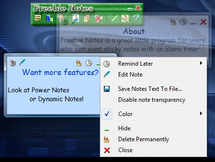 Freebie Notes 3.50 software screenshot