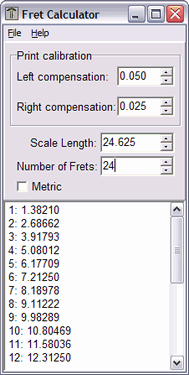 Fret Calculator 1.0.1.12 software screenshot
