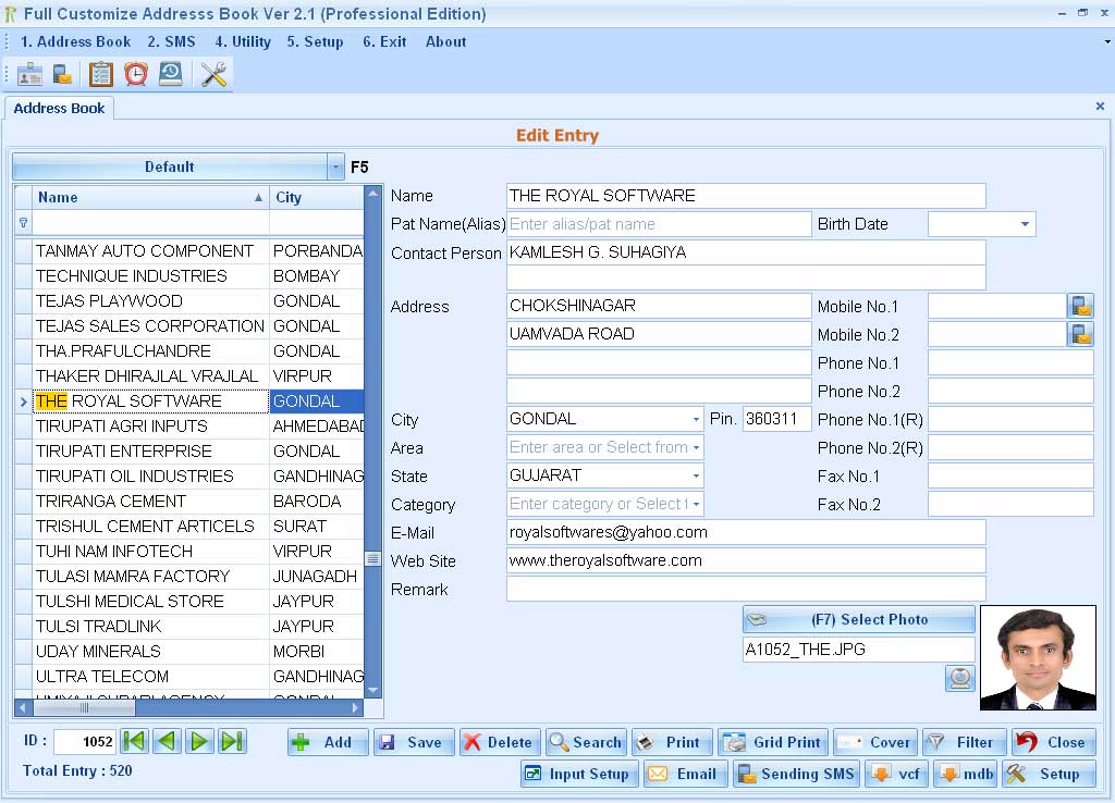 Full Customize Address Book 4.13 software screenshot