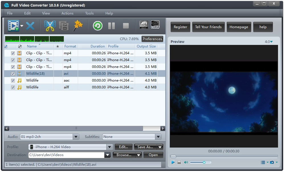 Full Video Converter 10.3.6 software screenshot