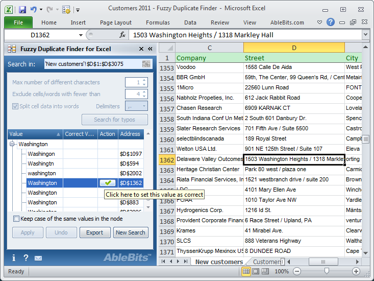 Fuzzy Duplicate Finder for Excel 4.2.12.264 software screenshot