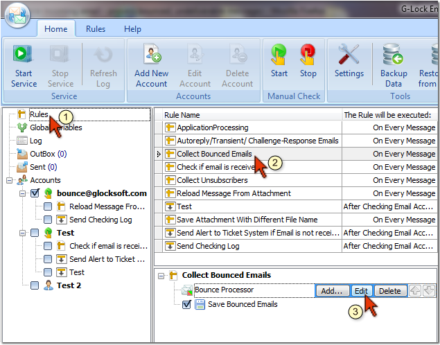 G-Lock Email Processor 3.4.7.3320 software screenshot