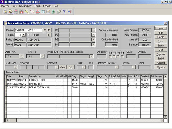GCS MedOffice V9 software screenshot