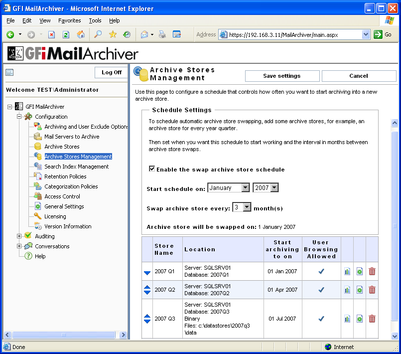 GFI MailArchiver for Exchange 6 software screenshot