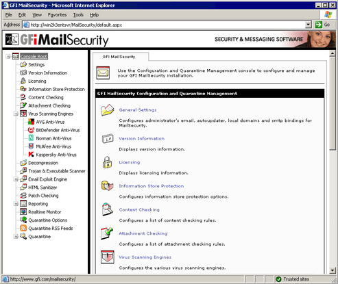 GFI MailSecurity for Exchange/SMTP 10 software screenshot