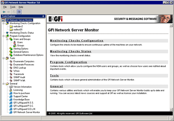 GFI Network Server Monitor 7 software screenshot