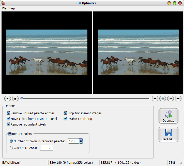 GIF Optimizer 1.4 software screenshot