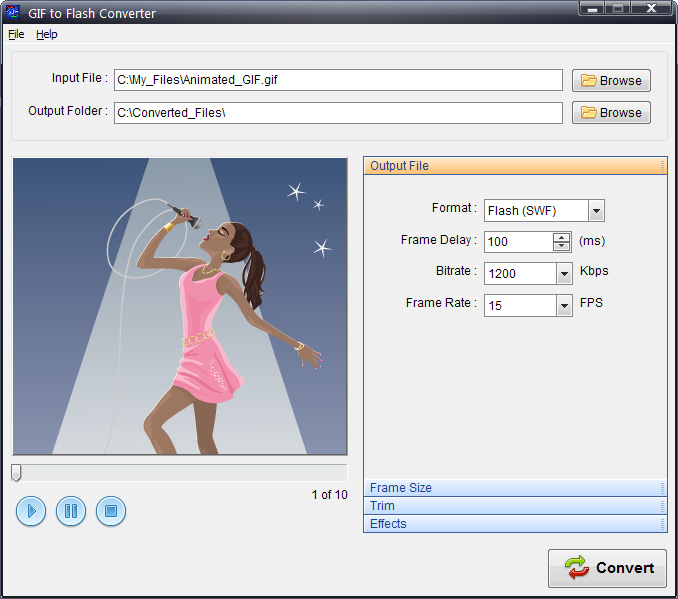 GIF to Flash Converter 4.1 software screenshot