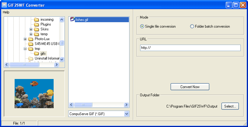 ! GIF2SWF Converter 1.2c software screenshot