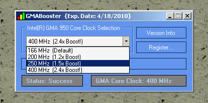 GMABooster 2.1b software screenshot