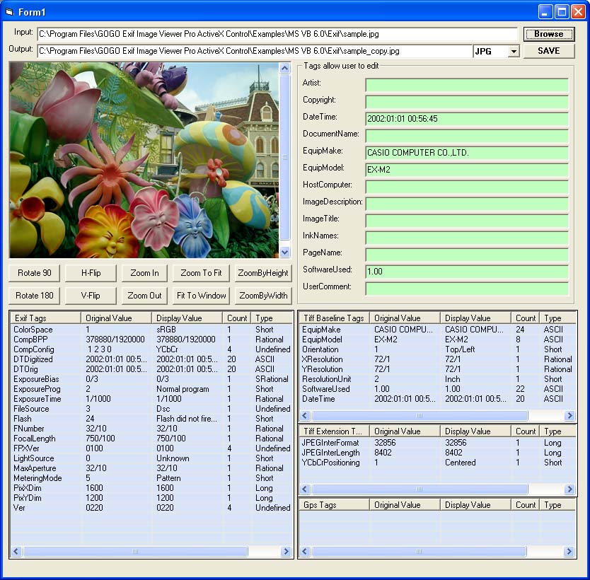 GOGO Exif Image Viewer Pro ActiveX OCX 2.26 software screenshot