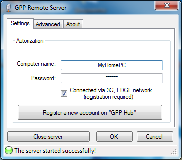 GPP Remote Server 4.0.0.0 software screenshot