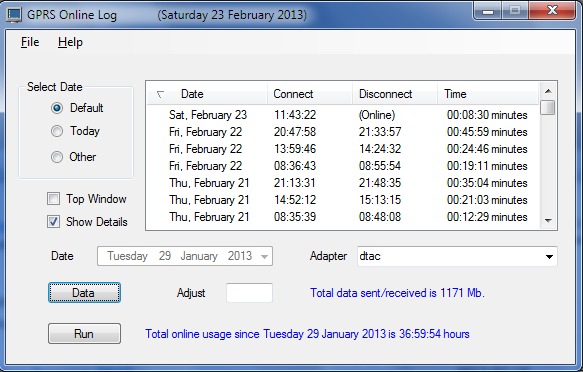 GPRS Online Log 4.2.5.8 software screenshot
