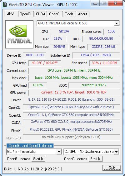 GPU Caps Viewer 1.34.3.1 software screenshot