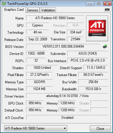 GPU-Z 1.17.0 software screenshot