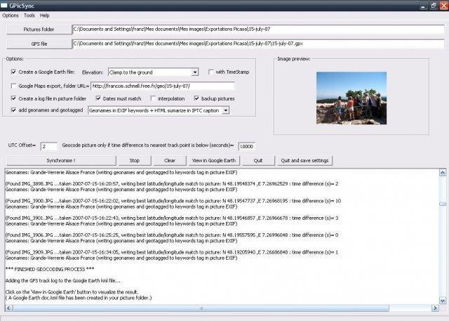 GPicSync 1.30 software screenshot