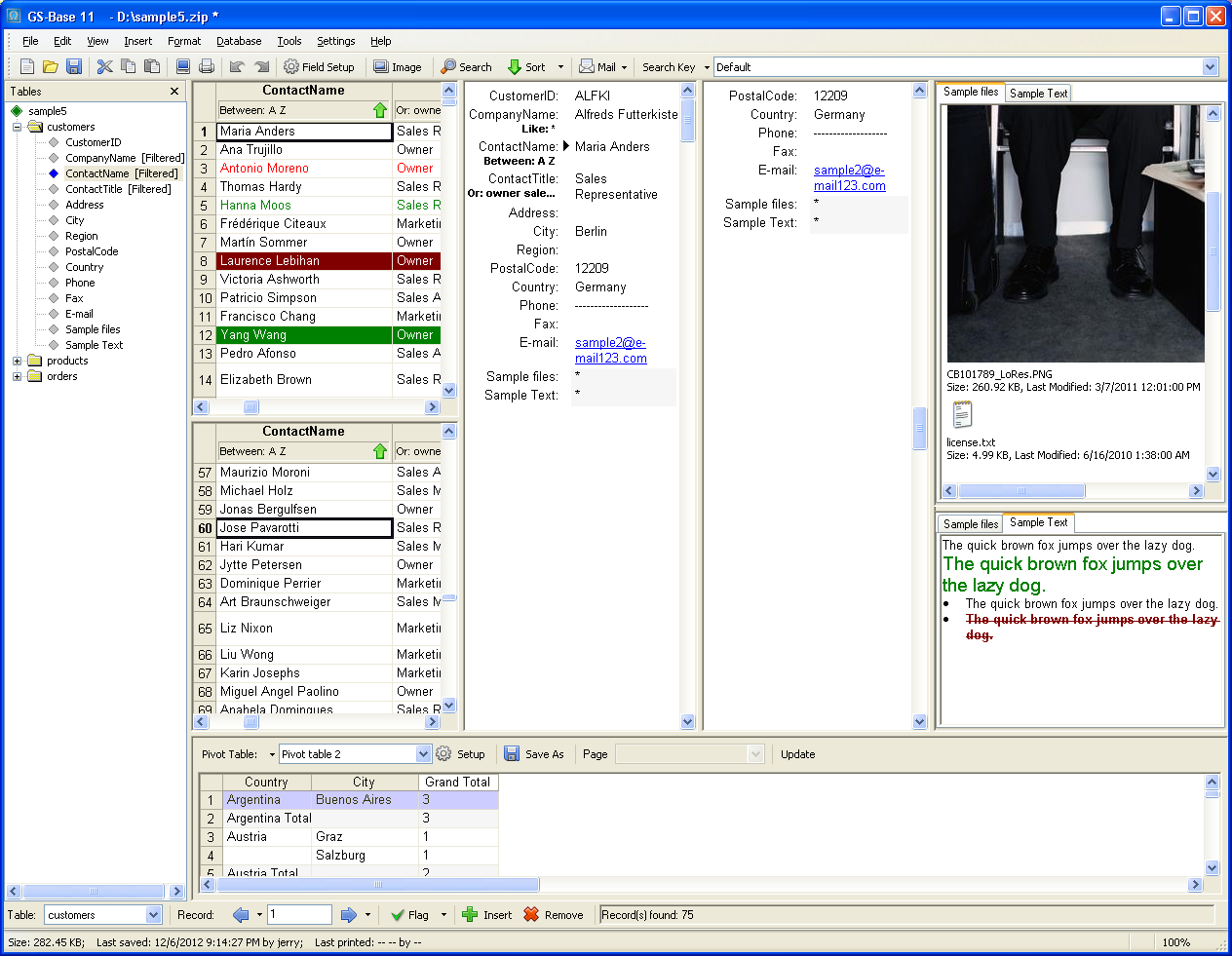 GS-Base 15.8 software screenshot