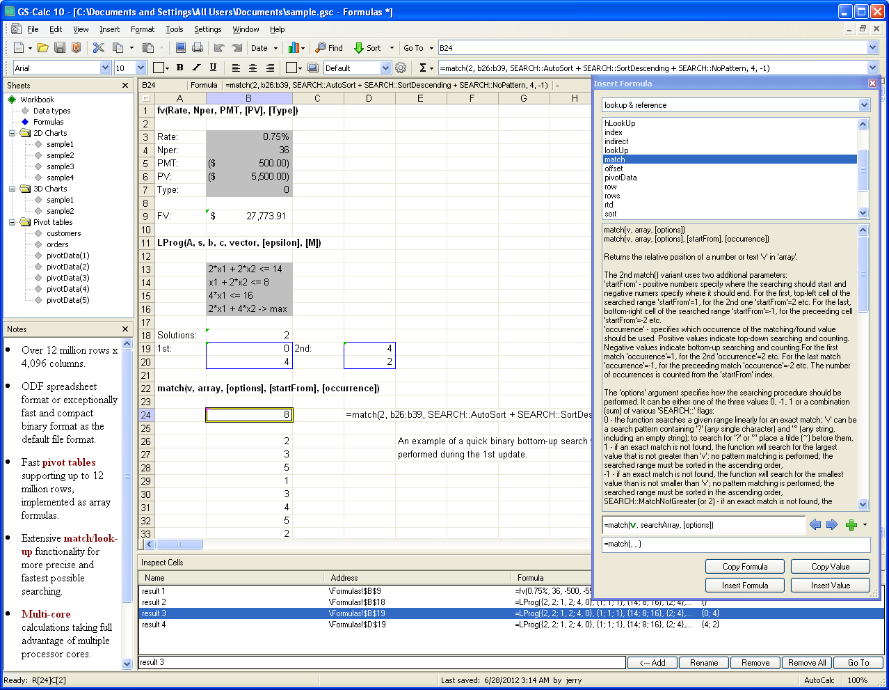 GS-Calc 16.0.2 software screenshot