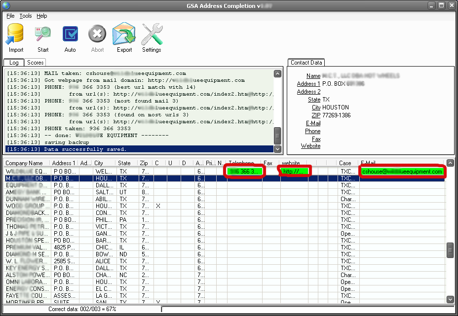 GSA Address Completion 1.70 software screenshot