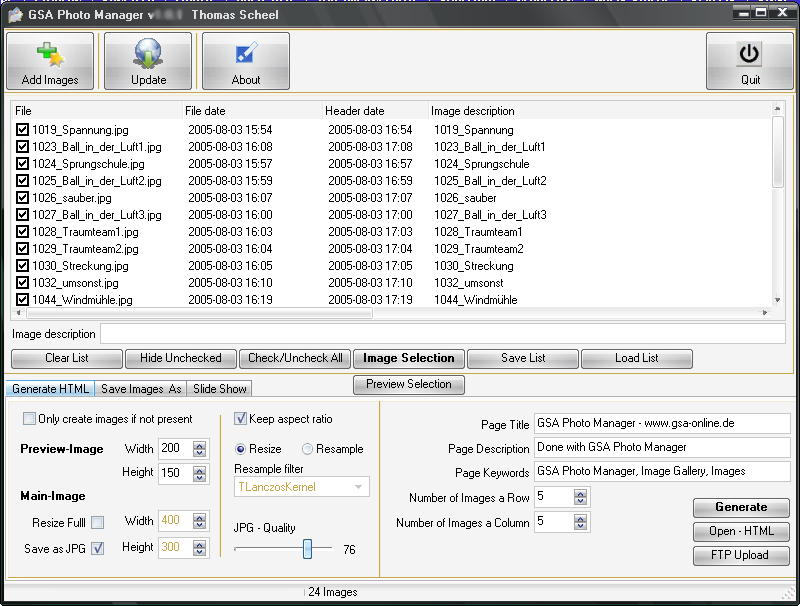 GSA Photo Manager 1.4.0 software screenshot
