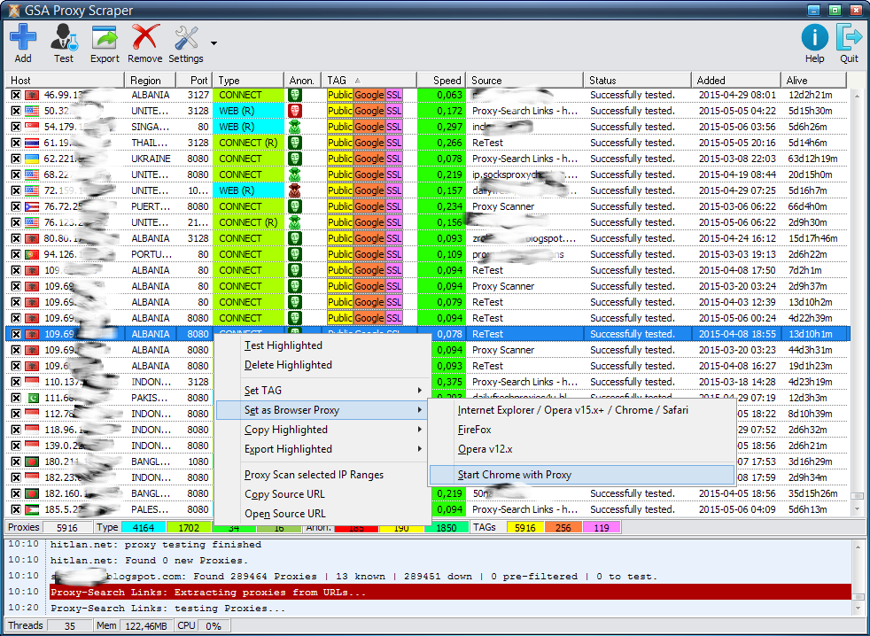 GSA Proxy Scraper 2.18 software screenshot