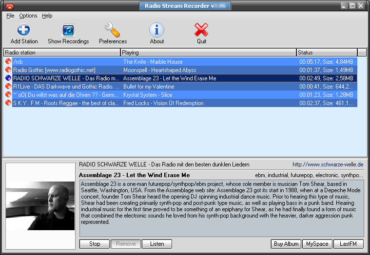 GSA Radio Stream Recorder 1.42 software screenshot