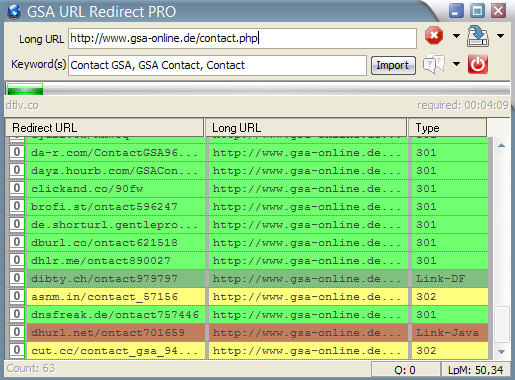 GSA URL Redirect PRO 1.72 software screenshot