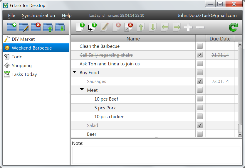 GTask for Desktop 5.0.2 software screenshot
