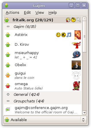 Gajim 0.16.4 software screenshot