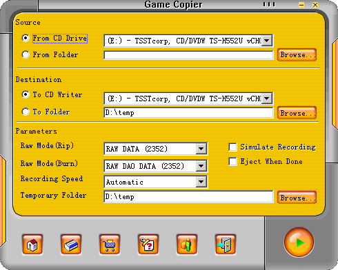 Game Copier 2.0 software screenshot
