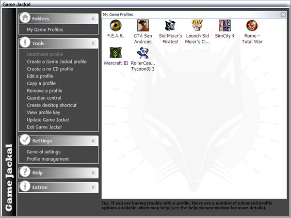 Game Jackal Standard 2.7 software screenshot