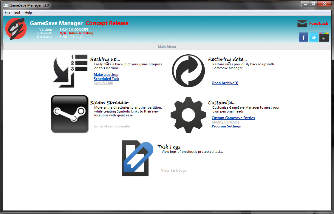 GameSave Manager 3.1.328.0 software screenshot