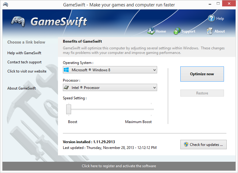 GameSwift 2.5.29.2017 software screenshot