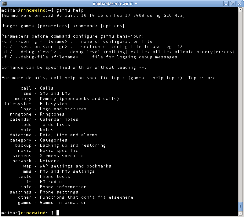 Gammu 1.38.2 software screenshot