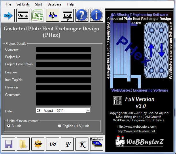 Gasketed Plate Heat Exchanger Design 3.0.0 software screenshot