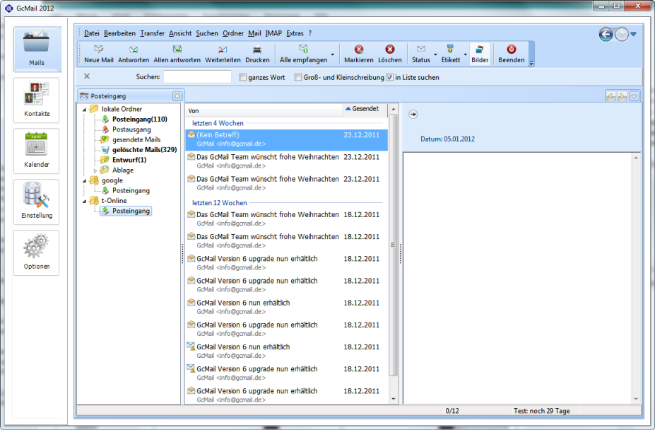 GcMail 9.0.4.0 software screenshot