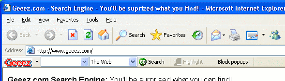 Geeez.com Toolbar 1.01 software screenshot