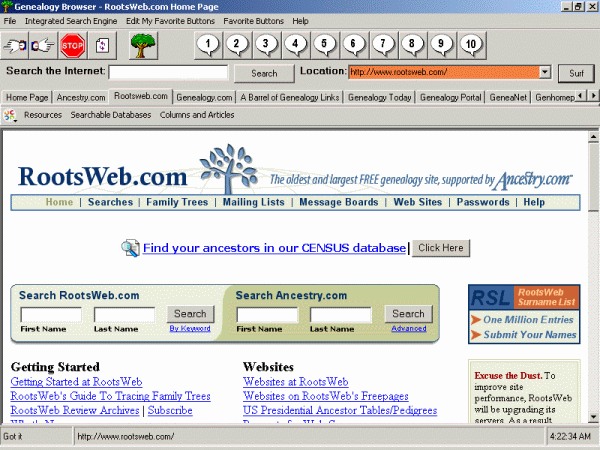 Genealogy Browser 1.0 software screenshot