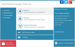 Genie Backup Manager Home Edition 9.0.567.891 software screenshot