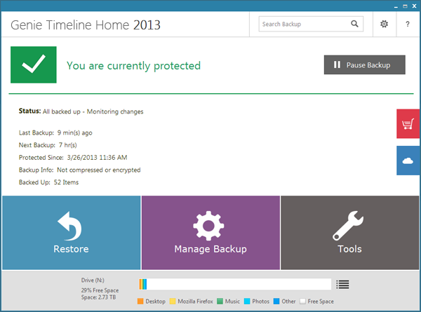 Genie Timeline Home 2016 7.0.1.100 software screenshot