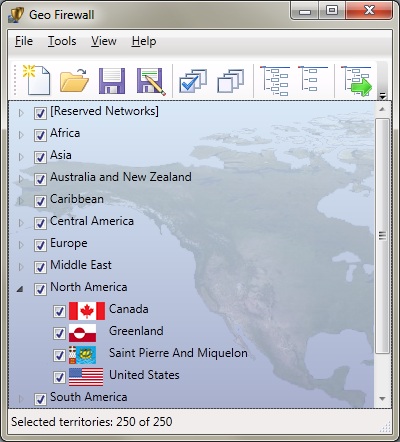 Geo Firewall 2.22 software screenshot