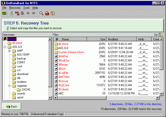 GetDataBack for NTFS 4.32 software screenshot