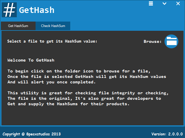 GetHash 2.0.0.6 software screenshot
