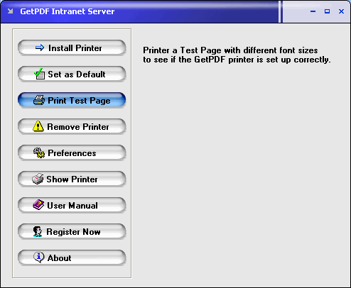 GetPDF Intranet Server 3.0 software screenshot