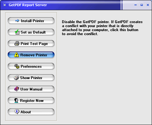 GetPDF Report Server 3.00 software screenshot