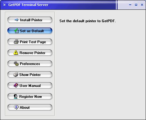 GetPDF Terminal Server 3.0 software screenshot