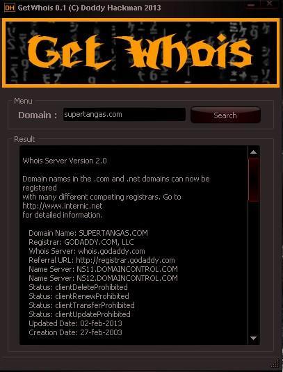 GetWhois 0.1 software screenshot