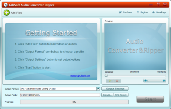 GiliSoft Audio Converter Ripper 5.1.0 software screenshot